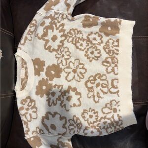 Altar'd State Cream and Brown Floral Sweater